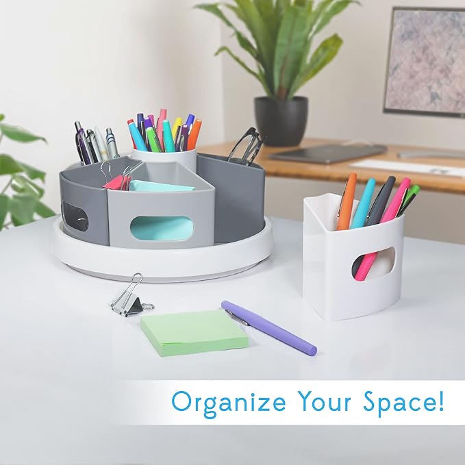 Rotating Art Supply Organizer for Kids, Marker Organizer for Teacher Desk Storage, Pencil Art Caddy for Homeschool Supplies and Classroom Organization