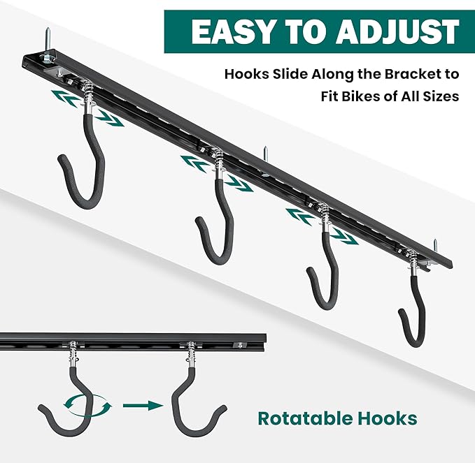 EVERHANGER Ceiling Bike Storage Racks for Garage, Indoor Bike Storage Hanger with Adjustable Bike Hooks for 8 to 16 Bikes