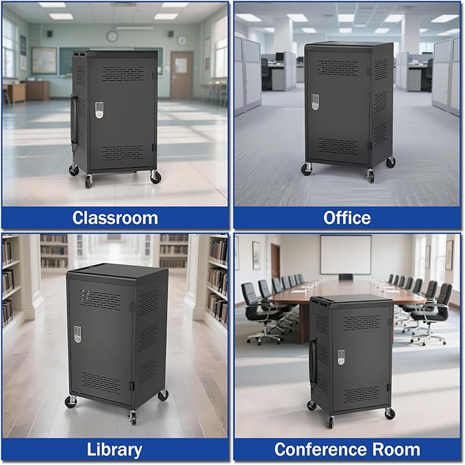 36 Bay Intelli-Sense Charging Cart for Chromebook, Tablets and Laptop, Classroom Locking Charging Station with Keypad Lock and Charger Storage for School, Classroom, Library, Office and More