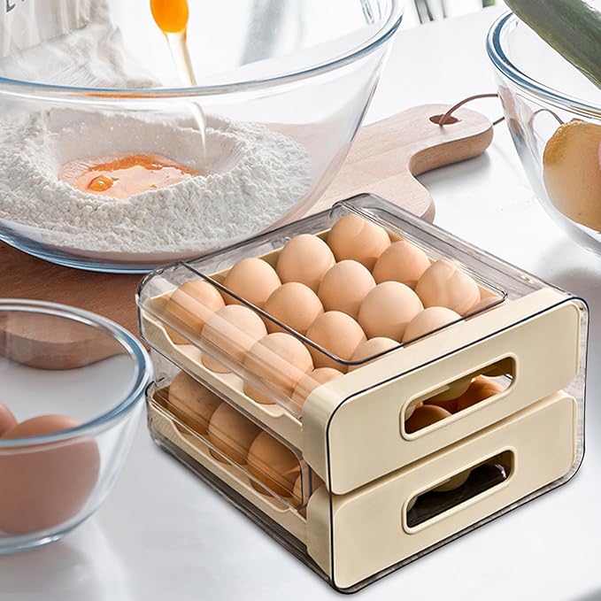 Egg Holder for Counter | Large Drawer Type Storage Box - Large Capacity Chicken Egg Holder Storage - for Home Kitchen Pantry Cabinet Farmhouse Apartment RV Camping Organization