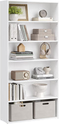 VASAGLE Custos Collection - Bookshelf, 6-Tier Bookcase, Book Shelf, Open Storage Shelf, 9.4 x 31.5 x 63.3 Inches, for Living Room, Home Office, Dining Room, Cloud White ULBC412W01