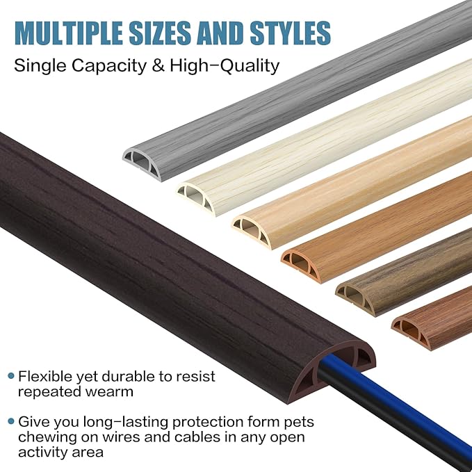 Floor Cord Covers for Wires 10FT Cable Hider Wire Cover Self Adhesive Cord Hider Floor for Offices, Homes, Workshops, Warehouses Cable Cavity 0.39" W x 0.27" H