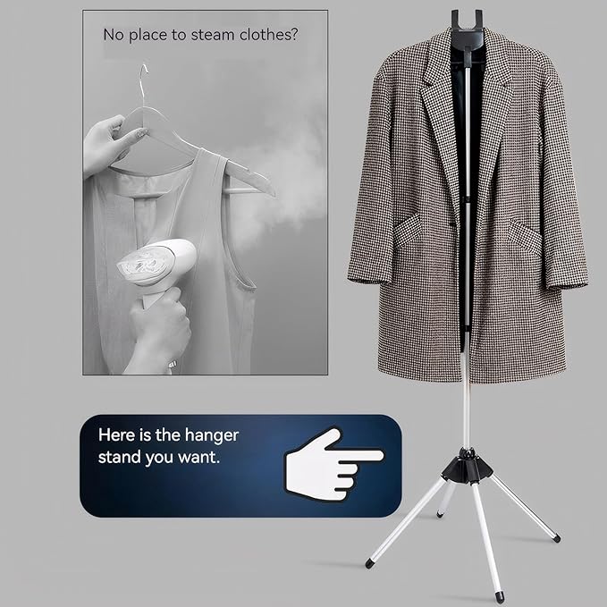 Clothes Steamer Stand Hanger with Steamer Ironing Glove for Steaming Clothes, Handheld Garment Steamer Rack with Grey Mini Handhelded Ironing Pad Board