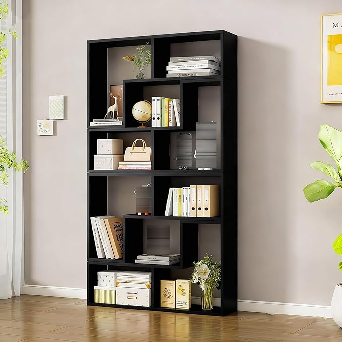 Expandable Bookcase with Adjustable Width,Wooden Room Divider Bookshelf,Standing Display Storage Organizer for Living Room,Study Room or Home Office