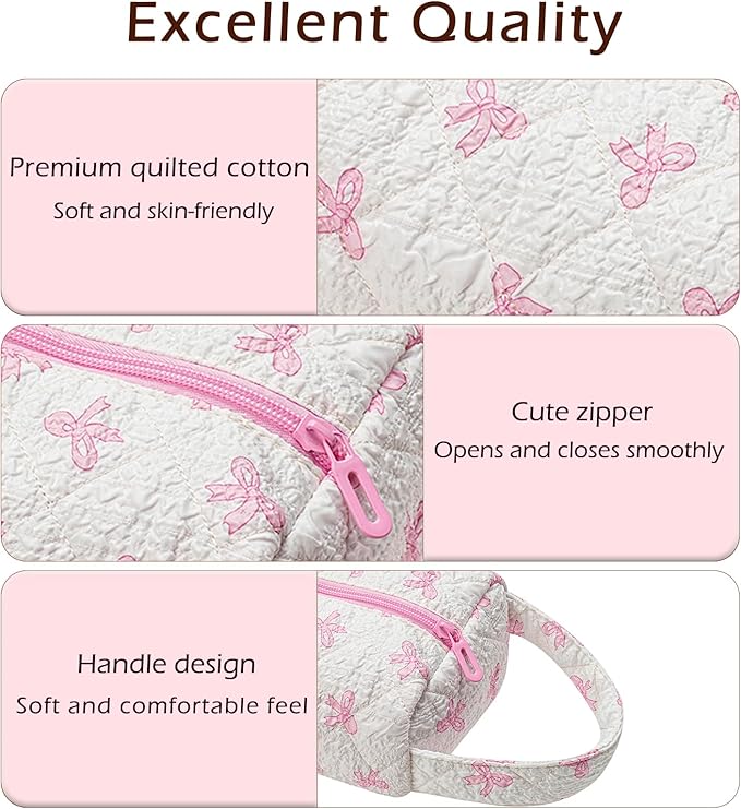 Quilted Hair Tools Travel Bag，Hair Styling Accessories Storage Case for Shark FlexStyle, Dyson Airwrap Hair Dryer, Curling Iron, Revlon Hair Tools，Portable and foldable(01Pink Bow)