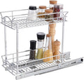OCG Slide Out Cabinet Organizer for Narrow Cabinet (5" W X 17" D), 2 Tier Pull Out Shelves Slim Sliding Cabinet Organizer and Storage, Chrome
