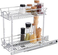 OCG Slide Out Cabinet Organizer for Narrow Cabinet (7" W X 17" D), 2 Tier Pull Out Shelves Slim Sliding Cabinet Organizer and Storage, Chrome