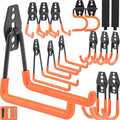 16 Pack Heavy Duty Garage Hooks with Extension Straps, Double Hook Design with Triple Welded Reinforcement, Supports Up to 100 lbs, Ideal for Home, Garden and Tool Storage