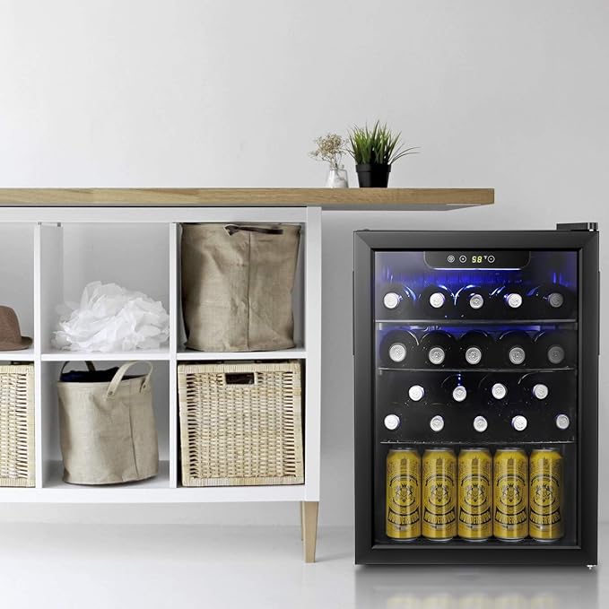 Antarctic Star 16 Bottle Wine Cooler/Cabinet Beverage Refrigerator Small Mini Wine Cellar Beer Soda Clear Glass Door Bar Fridge Quiet Operation Compressor Adjust Temp Control Freestanding, 2.4 Cu. ft