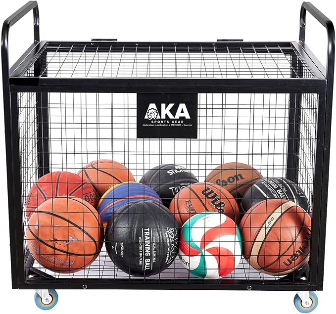 AKA Sports Ball Equpment Cart | Ball Storage for Soccer, Volleyball, Football | Ball Organizer | Ball Rack with Wheels