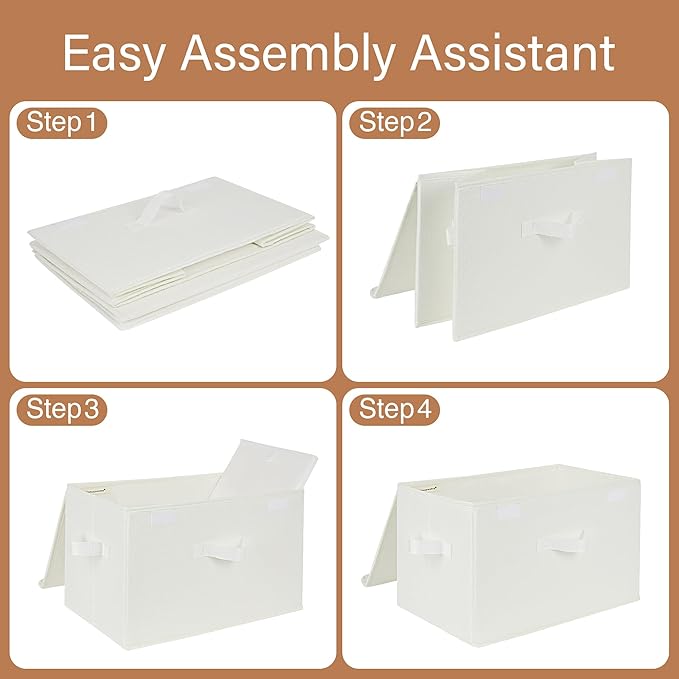 GRANNY SAYS Storage Bins with Lids, Fabric Storage Boxes, Closet Organizers and Storage, Ivory White, 2-Pack