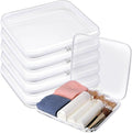 Sanwuta 6 Pcs Clear Hard Zipper Case Hard Plastic Zipper Pouches Transparent Makeup Bag Pencil Pouches for Travel Snacks Christmas Trinket Storage Organizer Box(White,13.78 x 11.81 x 2 Inch)