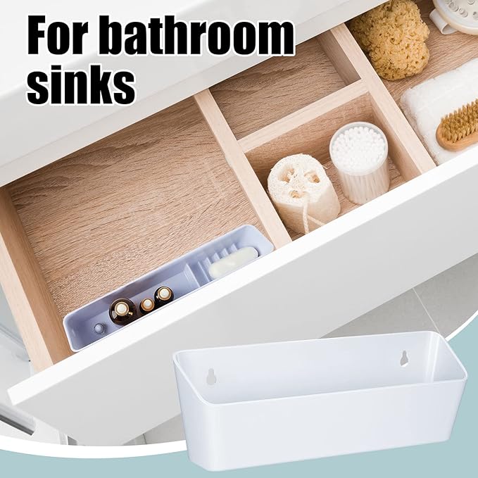 Umigy 2 Pack 11" Tip Out Tray for Sink with 2 Pairs of Hinges Front Sink Drawer Tip Out Tray Kit False Drawer Front Clips Flip Sponge Holder for Kitchen, White