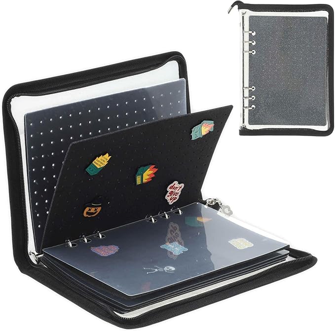 CAPASTEC Pin Bag, Portable Pin Display Book, Ideal for Pins, Brooches Storage, Black