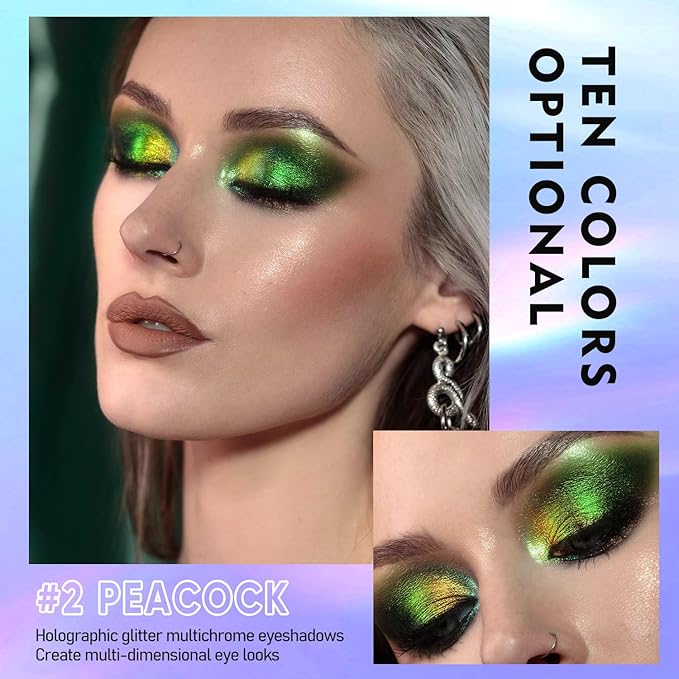 MAKI YIKA 3Pc Glitter Eyeshadow Liquid Multichrome Eyeshadows Long Lasting, Metallic Chameleon Eye Shadow Smudgeproof Holographic Eye Topper Glitters (#1+2+6)