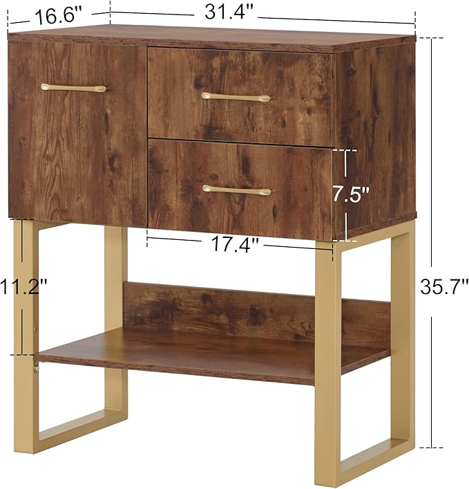 BarberPub Styling Barber Station, Wall Mount Storage Cabinet, Salon Equipment for Hair Stylist, Spa Beauty Makeup Organizer, Bathroom Dresser with Drawers & Shelf 3185 (Rustic Brown)