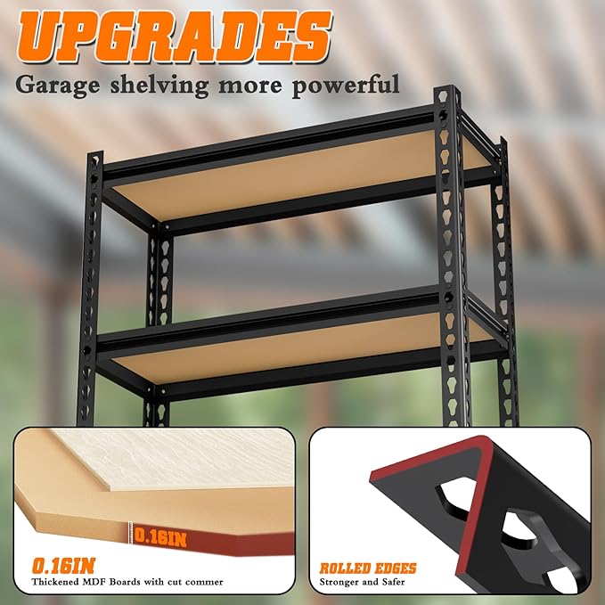 LEVELEVE 5-Tier Heavy Duty Storage Shelving Unit, 2020 lbs Capacity, Adjustable Metal Utility Shelf, 48" L x 18" W x 73" H for Garage, Kitchen, Pantry, Basement, Bathroom, Laundry,2 Pack