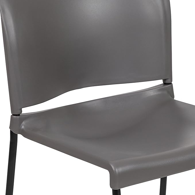 Flash Furniture Hercules Series Contoured Stacking Chairs for Waiting Rooms and Offices, Ergonomic Lobby Chairs with Curved Back, Set of 5, Gray