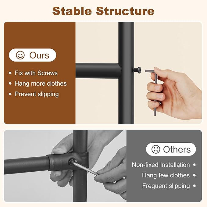 Hoctieon Double Rod Z Rack, Rolling Clothes Racks with Z-Base, Adjustable Clothing Rack, Standing Clothes Rack, Metal Clothing Racks for Hanging Clothes, Portable Garment Rack, Black