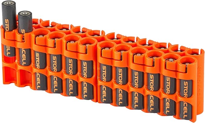 Storacell by Powerpax AAA Battery Storage Caddy, Orange - Holds 24 Batteries (Not Included)