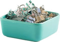 Ceramic Paper Clip Holder for Desk Cute Binder Holder Paperclip Holders for Office Paper Clips Dispenser Organizer desk décor (blue)