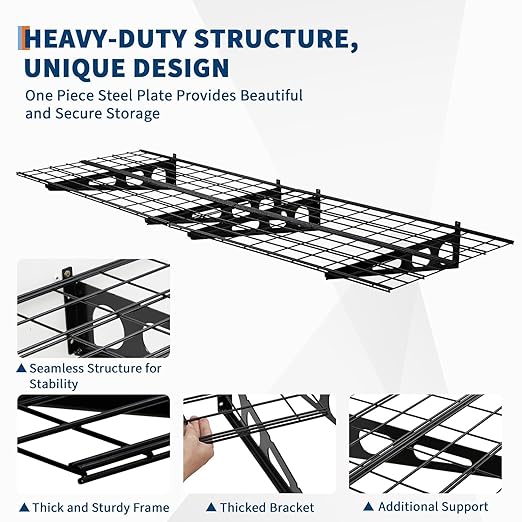 GarveeHome 2 Pack 2x6ft Garage Storage Shelving Wall Mounted, 24-inch-by-72-inch 1600 Lbs Heavy Duty Sturdy Storage Shelves, Wall Shelves Folding Storage Garage Organization for Warehouse, Laundry
