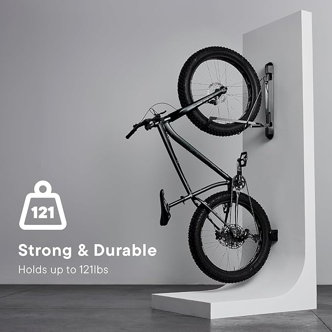 Steadyrack Bike Rack for Fat Bikes - The Original Wall Mounted Vertical Bike Storage - Fits Fat Tires - Space Saving Pivot Design - Heavy-Duty Steel Rack for Indoor Garage, Apartment or Home Use