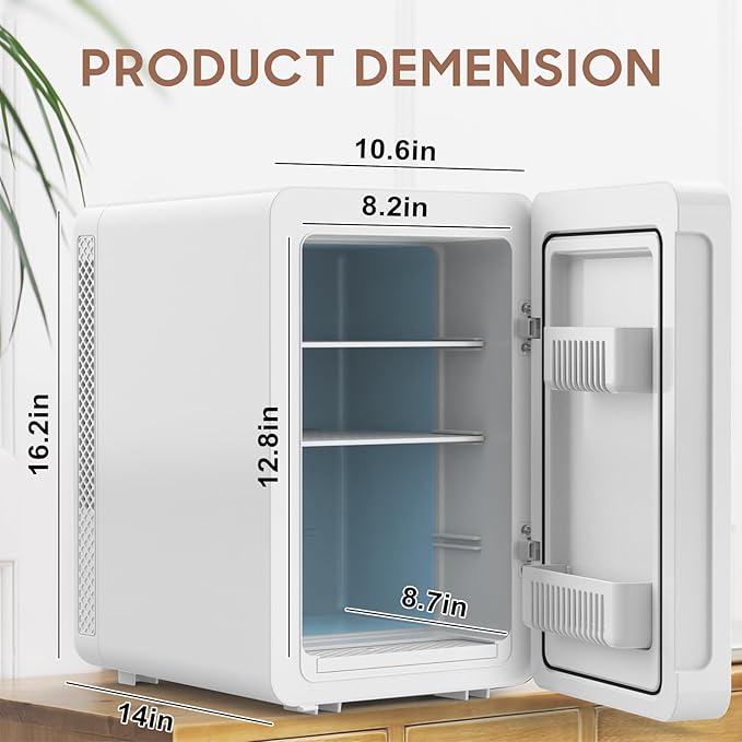 20L Skincare Fridge with Mirror & LED Lighting, 3-Mode Dimmable, Cooler & Warmer with Drip Tray for Makeup, Cosmetic, Beauty, Mini Beauty Fridge for Bedroom, Vanity, Car & Home Use