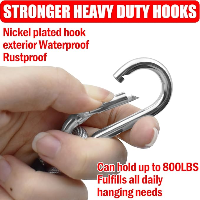 40ft Clothes Line Outdoors 3/16" Wire Ropes Silver PVC Coating Laundry Drying Clothesline with Metal Hooks and Snap Heavy Duty for Umbrella Travel Outside Camping Backyard