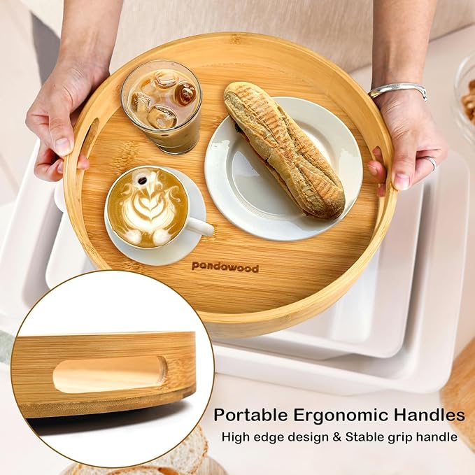 Lazy Susan Turntable Organizer 12 inch - Lazy Susan for Table Top, Countertop, Dining Table, Pantry - Kitchen Cabinet Organizersan (Bamboo)