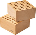 MEEDEN 2Pcs Beechwood Pencil and Brush Holders: 36 Holes Paint Brush Storage Organizer & Holder Rack - Wood Block Pencil Holder for Paintbrushes, Pens and Art Tools - Paint Brush Holder Display Stand
