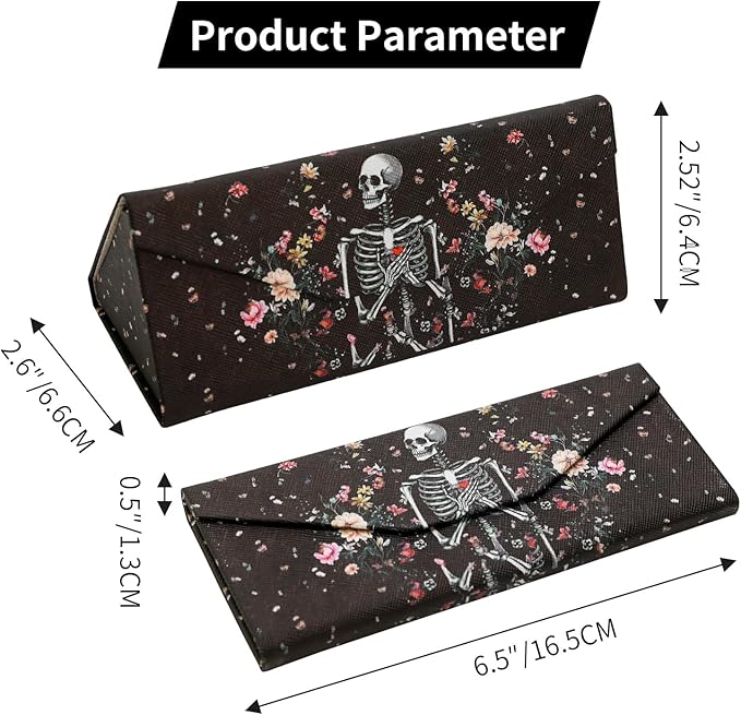Foldable Glasses Case, Magnetic PU Leahter Sunglasses Case, Cute Hard Shell Folding Eyeglass Cases for Women Kids