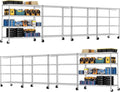 PrimeZone 4 Tier 55.5" Wx24 Dx76 H Wire Shelving with Wheels 2400lbs NSF Certified Storage Shelves Heavy Duty Metal Shelf Adjustable Rolling Rack Commercial Garage Restaurant Warehouse Kitchen 8Pack