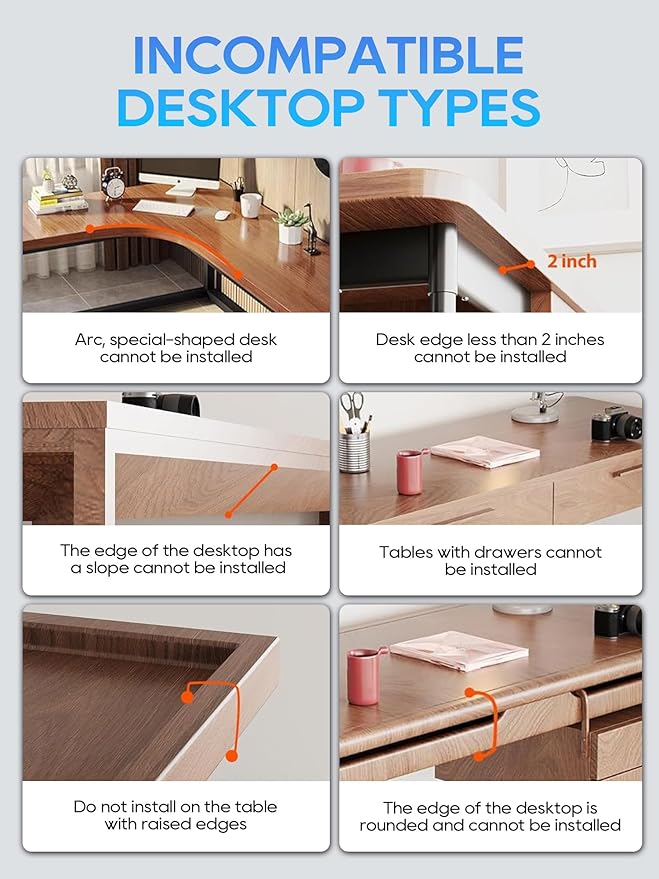 NODOCA No Drill Under Desk Cable Management Tray, 17'' Wire Management, Punch-Free Clamp on, Metal Cable Tray, Wire Organizer Under Desk, Under Desk Basket for Office and Home, Black