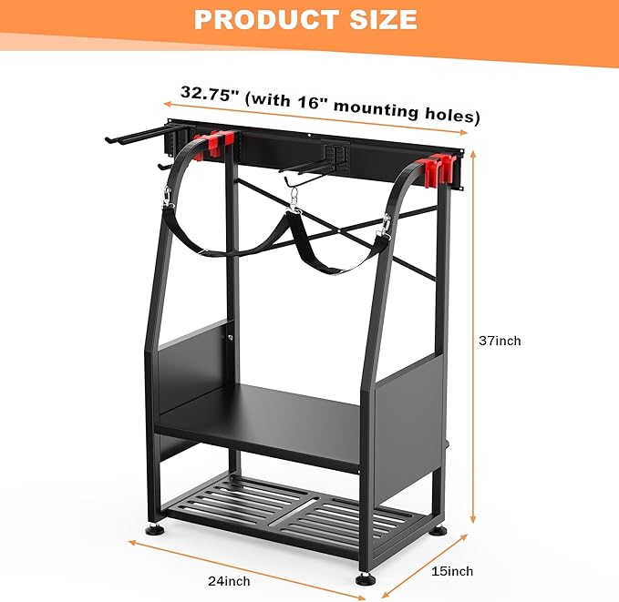WALMANN Wall Mount Golf Bag Organizer, 2 Golf Bags Stand Golfing Equipment and Accessories Storage Rack for Garage Shed Basement