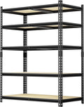 36" W Father&I 5-Shelf-Rack Industrial Metal Shelves Steel Utility Garage/Kitchen Storage Stand Shelving Units Adjustable Heavy-Duty Organizer for Shed/Closet/Pantry/Tote 72" H*36W*16D, Black