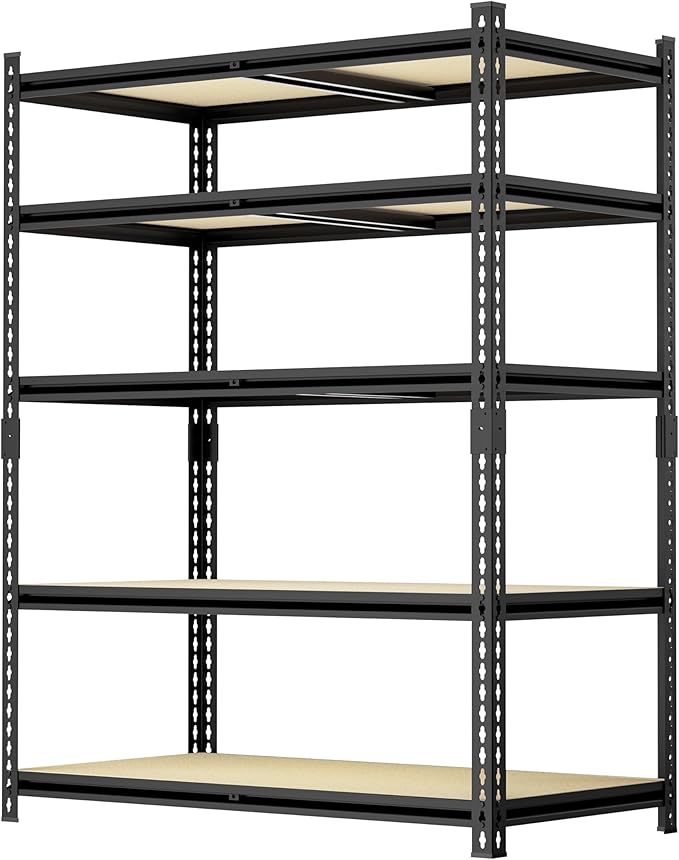 36" W Father&I 5-Shelf-Rack Industrial Metal Shelves Steel Utility Garage/Kitchen Storage Stand Shelving Units Adjustable Heavy-Duty Organizer for Shed/Closet/Pantry/Tote 72" H*36W*16D, Black