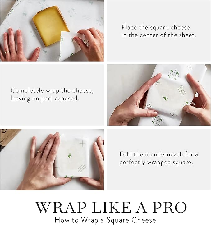 Formaticum 15-Pack Zero Cheese Storage Paper, Compostable, Biodegradable, and Plastic-Free Paper to Keep Cheese and Charcuterie Fresh, Kitchen Organization 9 x 13 Inches