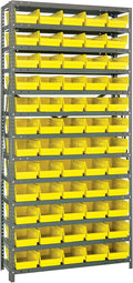 Quantum Storage Systems 1875-104YL Steel Shelving Unit with 4" Shelf Bins, 18" D x 36" W x 75" H, Yellow
