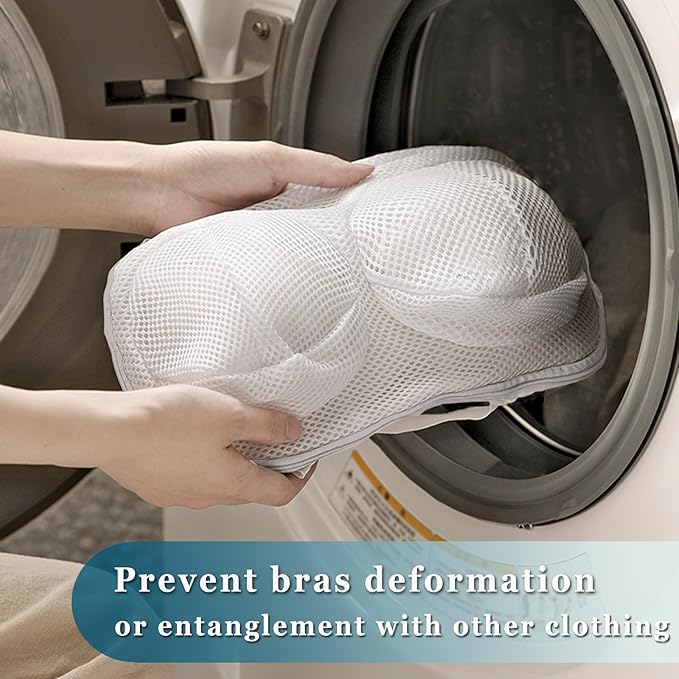 2 Pack Large Bra Laundry Bags for Washing Machine, Lingerie Bag for Washing Delicates Underwear Brassiere, Bra Washer Protector for Laundry (White 2 pack)