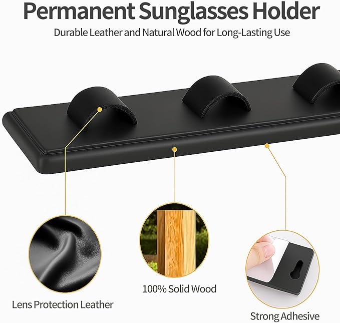 2 Pack Wooden Sunglasses Organizer Wall Mounted - Rustic Sunglass Holder for Wall, RV, Garage Door, Office & Home Decor - Glasses Storage Display Rack Gift for Women, Husband, Sunglass Lovers