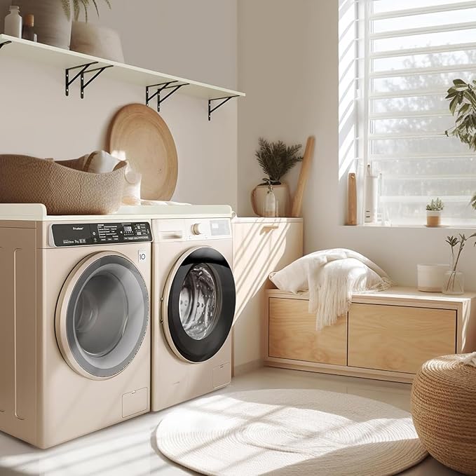 Kaboon Washer Dryer Countertop, Melamine Countertop with Edge Rails - 27.5" Depth x 54" Width Laundry Room Organization, White
