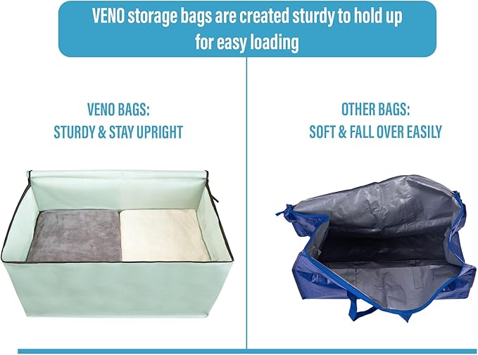 VENO 6 Pack Moving Bags and Large Christmas Decoration Storage Bins with lids. Alternative to Moving Boxes, Packing Supplies for College. Heavy Duty Totes (Shiny Light Green, 6 Pack)