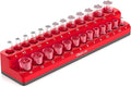 Olsa Tools Magnetic Socket Holder | 1/4-inch Drive | Metric | Red | Holds 26 Sockets | Professional Quality Tools Organizer