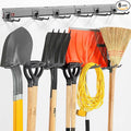 Garage Organization Wall Mount, 48inch Garden Tool Organizer with 6 Clamping Hooks, Heavy Duty, Garage Hanging Storage Rack for Yard Tools, Shovel, Shed, Hold Up to 420lbs (48Inch Grey)