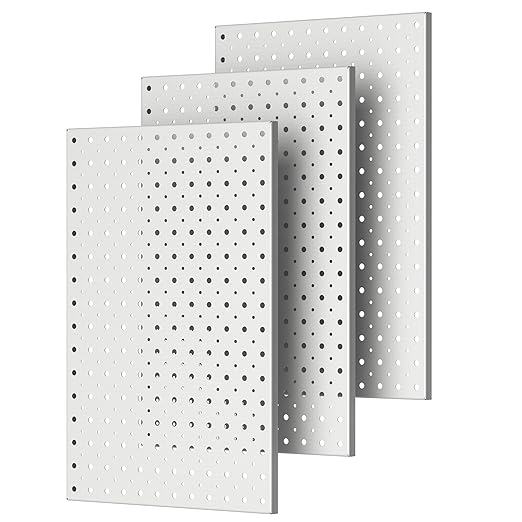 Pegboard Smith Metal Pegboard Panels, 16" x 12" Heavy-Duty Steel Wall Peg Boards for Garage Tool Storage, Pegboard Organizer System (Pack of 3, Gray)