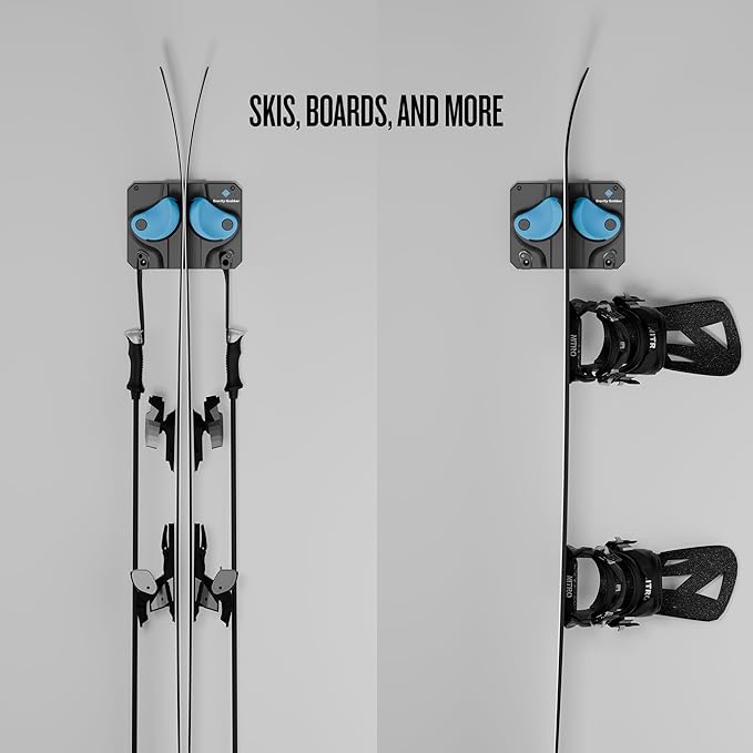 Gravity Grabber - Ultimate Ski & Snowboard Wall Rack | Secure, Non-Slip Storage | Fits Any Ski/Board | Garage Organization | Ski Storage Rack | Snowboard Storage Rack | Winter Gear Organizer | 1 Pck