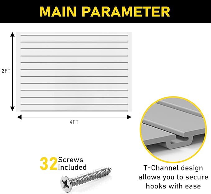DLDIRECT 24" X 48" - Slatwall Panel Garage Organizer: Heavy Duty Wall Mounted PVC Rack, Interlocking Slat Paneling for Garage Storage, Slotwall Board, Shelves System