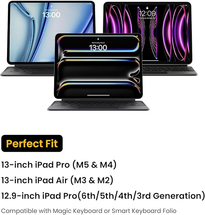 tomtoc 360 Protective Tablet Sleeve for iPad Pro 13-inch (M5/M4) 2025, 13-inch iPad Air (M3/M2), 12.9-inch iPad Pro (6th/5th/4th/3rd Generation) with Magic Keyboard, Water-Resistant iPad Case Bag