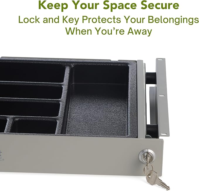 PERFECT POSTURE Max Under Desk Storage Drawer – Large Desk Drawer with Lock for Regular & Sit-Stand Standing Desks, Gray (12.3” x 12.8”)